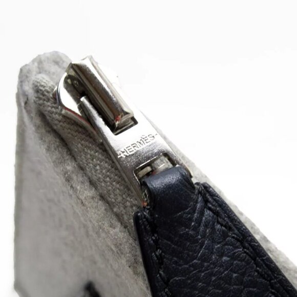HERMES TooDoo Clutchbag gray x navy x yellow felt/VeauEpsom Leather - Picture 5 of 13